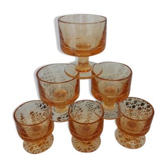 6 petits verres vintages oranges