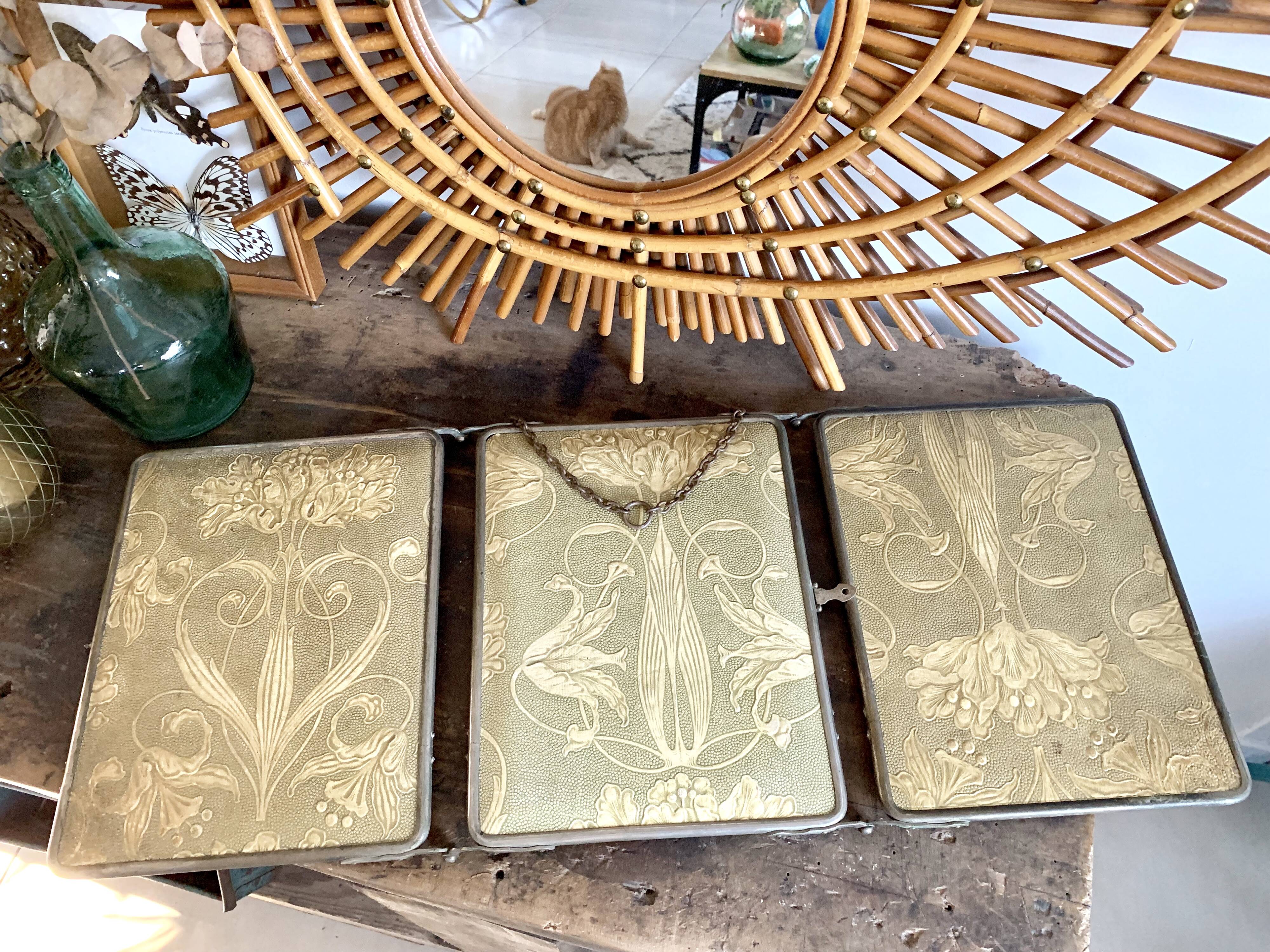 Barber vintage 28x69cm triptych mirror