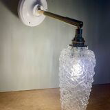 Applique tulipe vintage en verre pointe de diamant