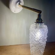 Vintage tulip wall light in diamond-point glass