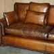 Pair of Ralph Lauren Jamaica club sofas restored in leather.