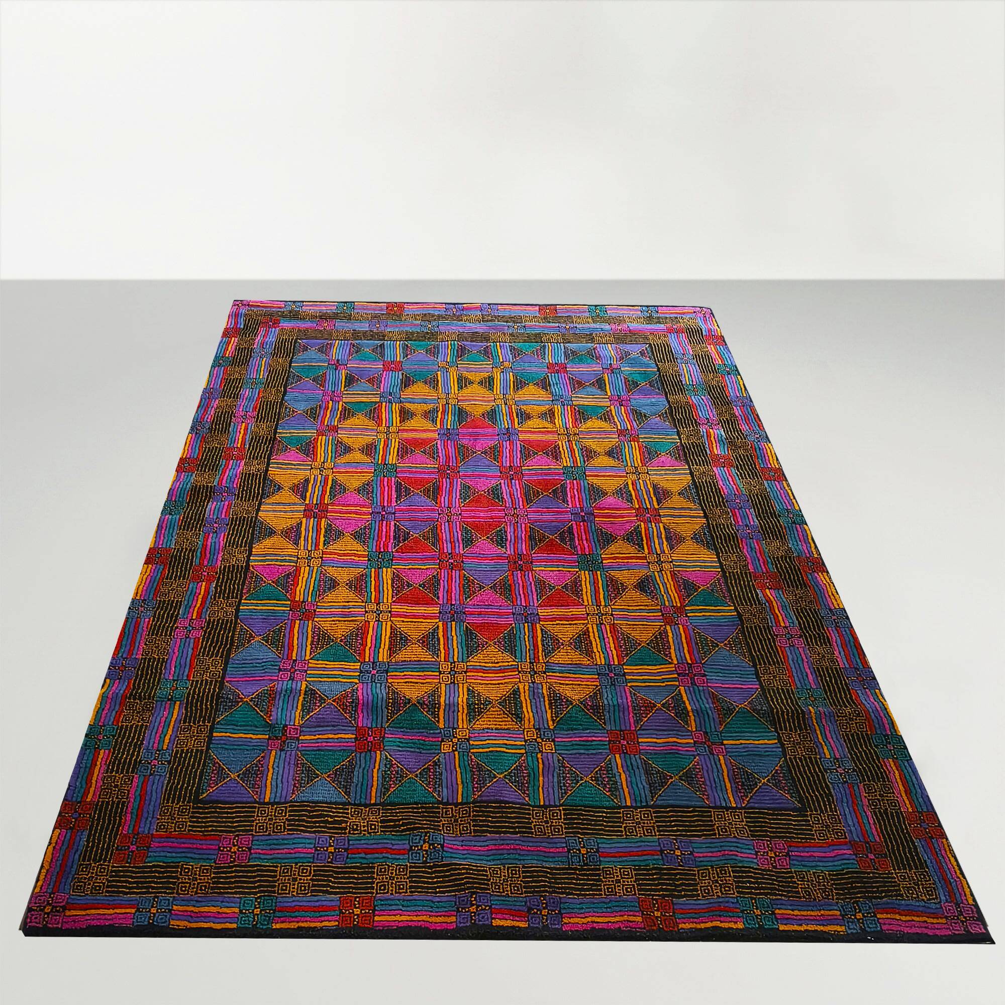 1980s Gorgeous Missoni Geometric Wool Rug for T&J Vestor