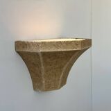 Vintage wall lamp, grainy beige plaster, France 1960