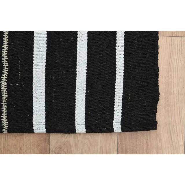 Striped Kilim Black White Vintage Handmade Area Rug  148x261