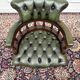Chaise de bureau Chesterfield anglaise, chaise de capitaine, verte.