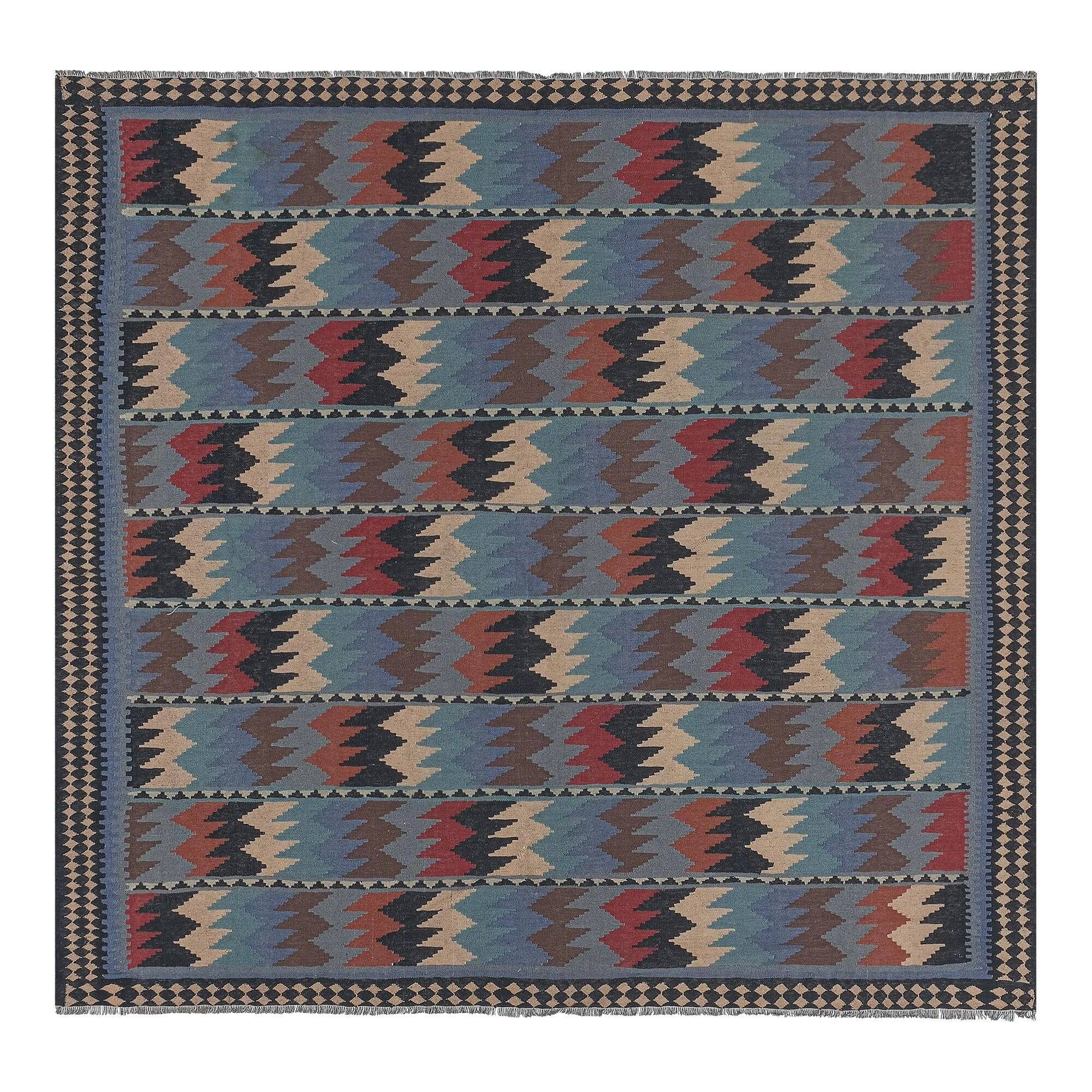 Vintage Turkish kilim handwoven 193x193 cm