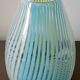 Blown glass vase with opal glass threads