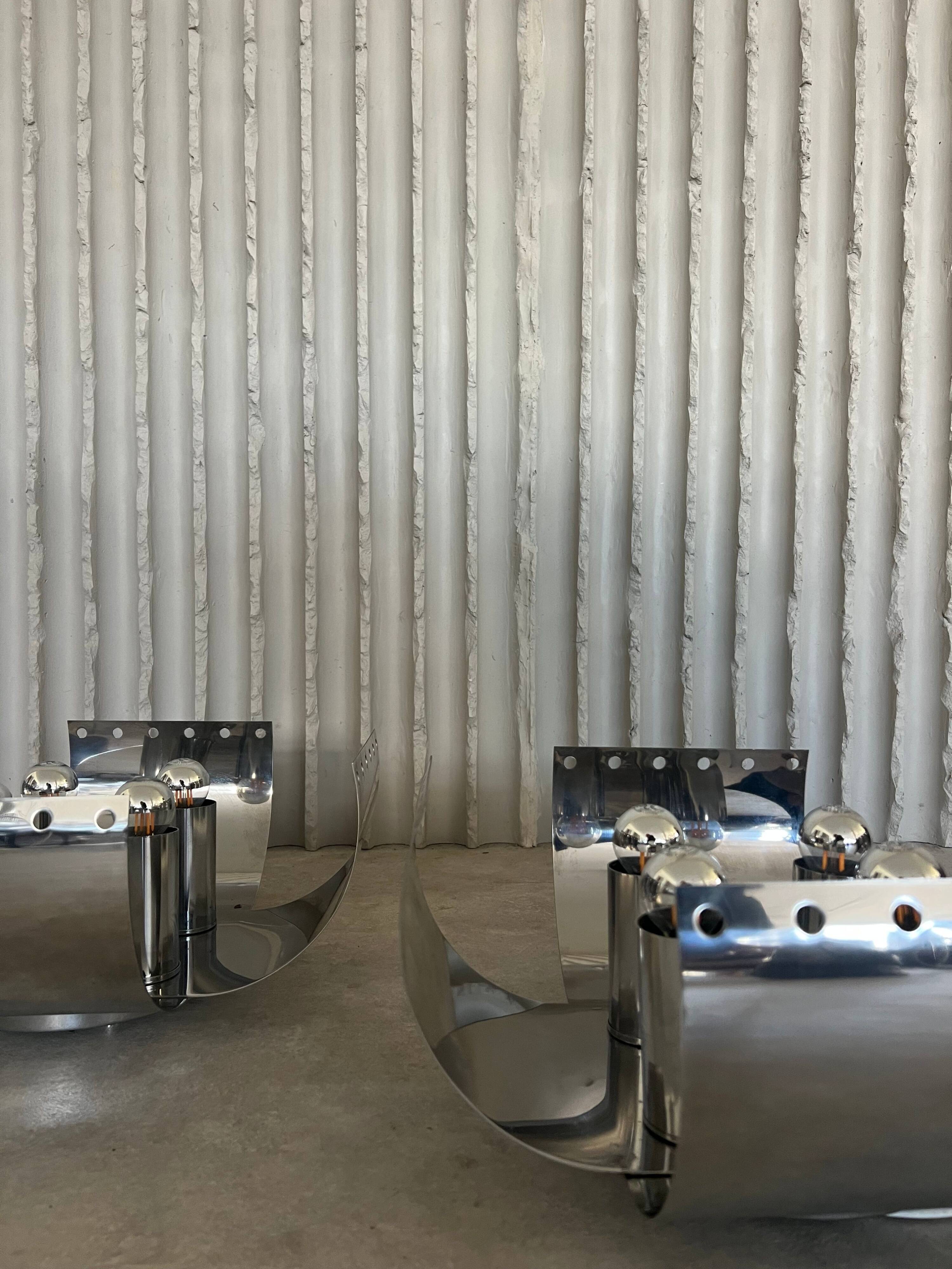 Set of rare chrome table lamps by Goffredo Reggiani