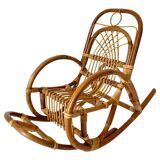 Mid Century Modern Bamboo Kids Rocking Chairs, Italy 1960s