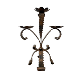 Brutalist candle holder folk art - wrought iron candlestick
