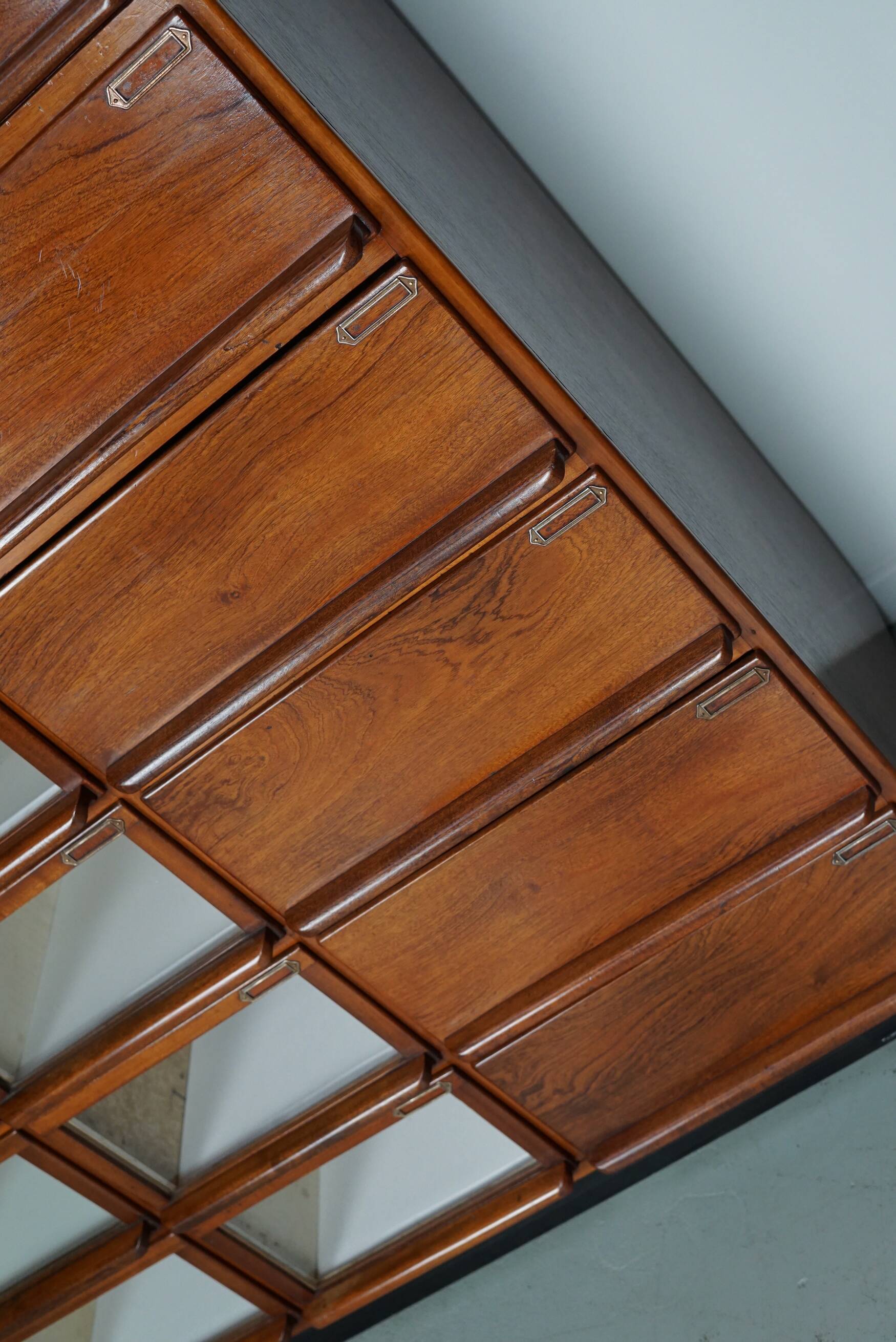 Vintage dutch hardwood haberdashery shop cabinet, 1930s