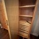Vintage Art Deco Linen Cabinet / 1950s - Wood Burl and Mirror