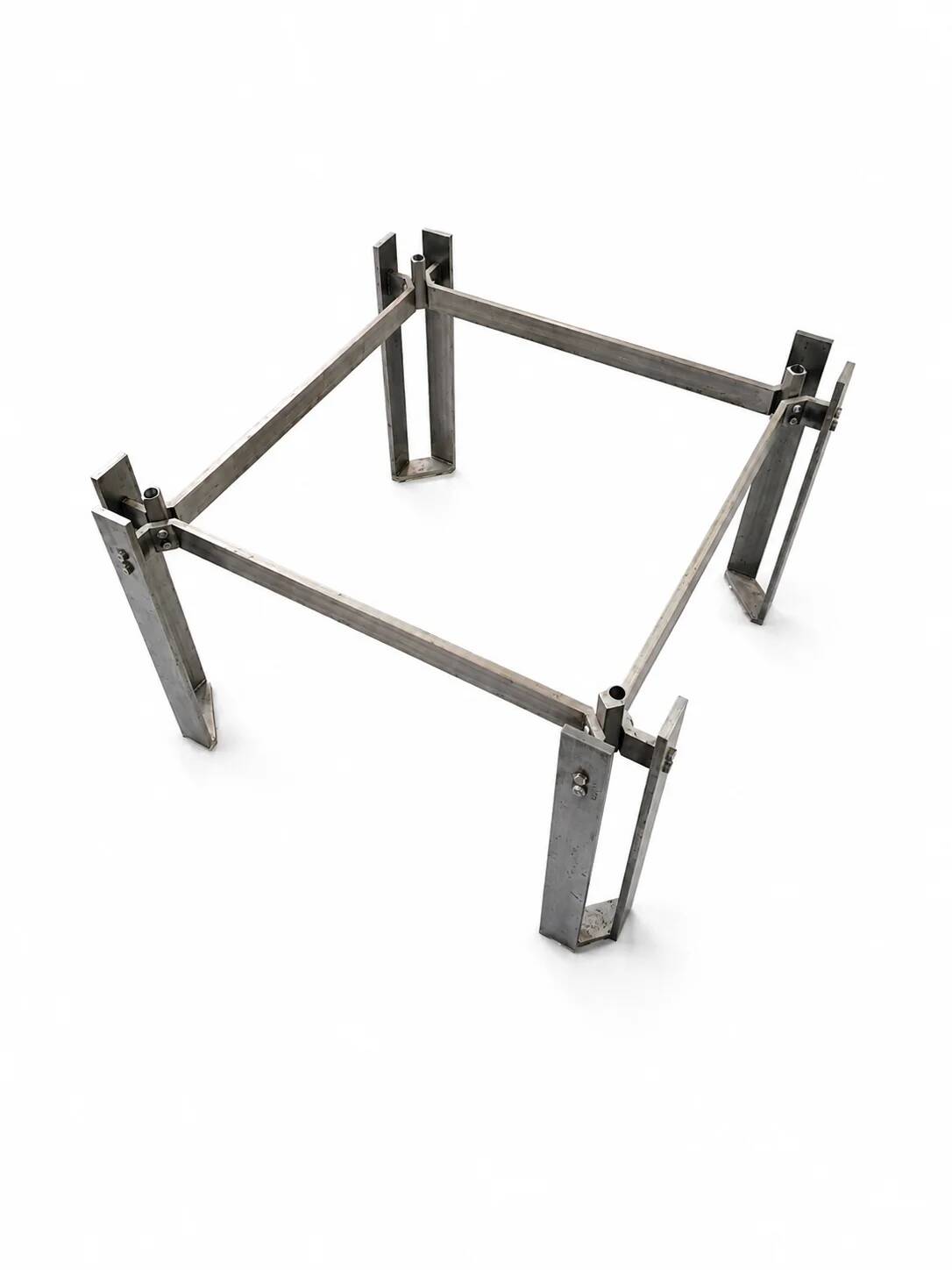 Brutalist coffee table / metal glass / 1980s / weighty