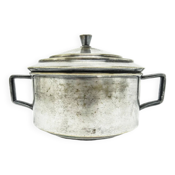 Sucrier Art Déco, en laiton argenté, Pologne, années 1930