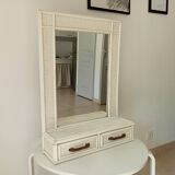 Large vintage rattan and cane mirror from the 70s