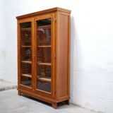 Vintage wooden glass bookcase cabinet