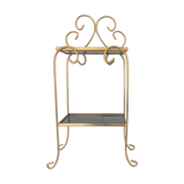 Shelf on feet in gold metal and black shelves