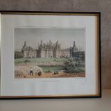 Lithograph of the Château de Chambord by Léon Auguste Asselineau