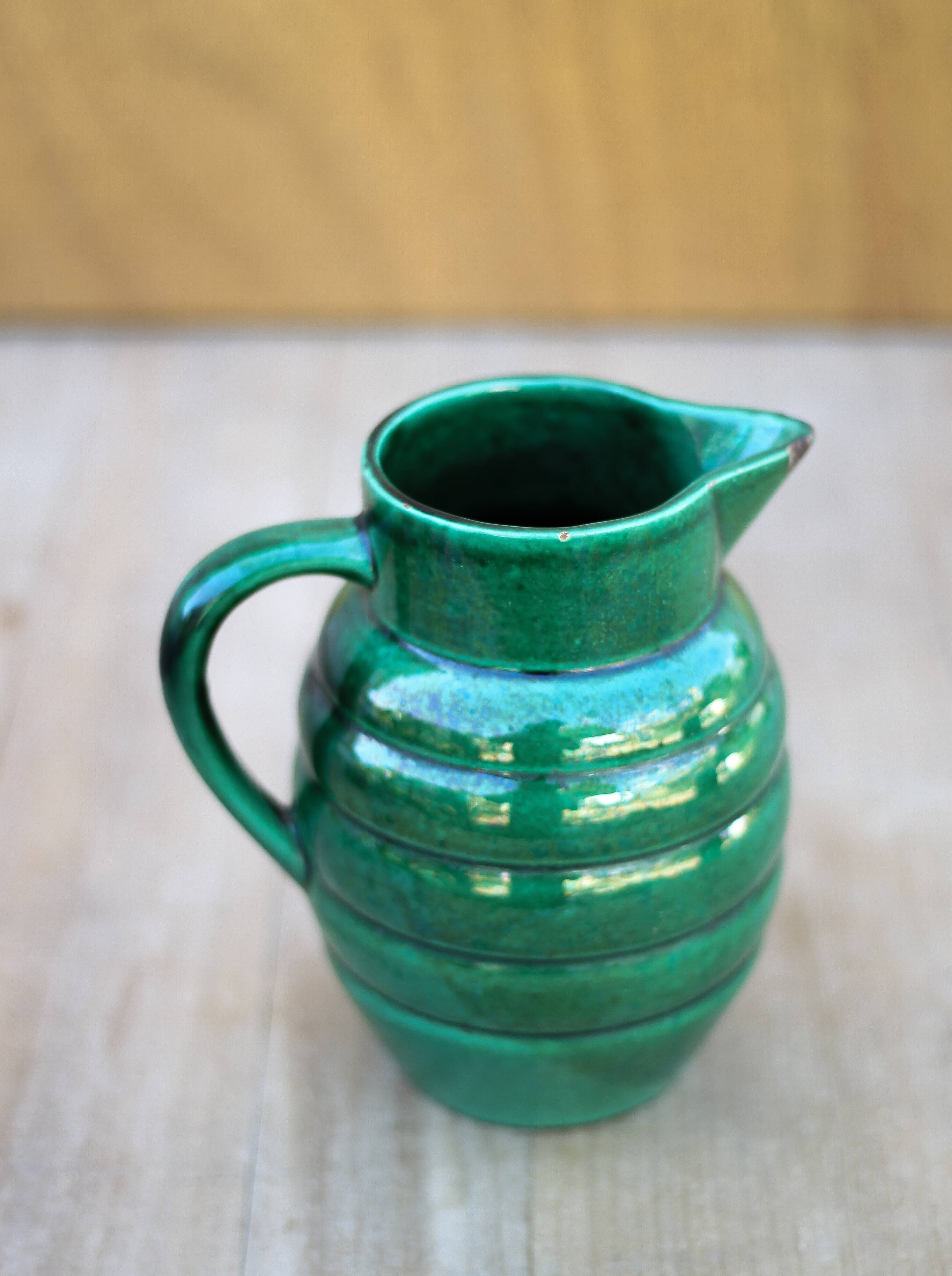 Pitcher St Clément France Lorraine 869, green pitcher, ceramic pitcher