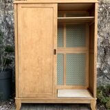 Parisian art deco wardrobe sliding doors solid raw oak