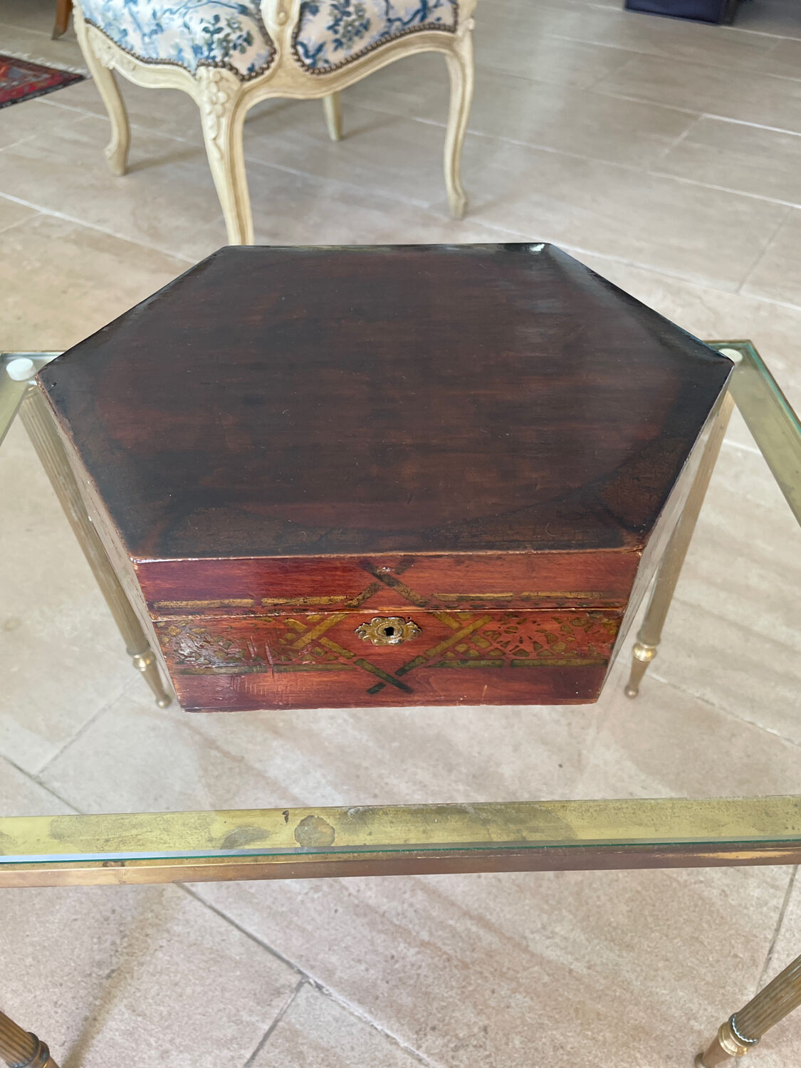 Old varnished wooden box