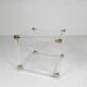 Hollywood Regency coffee table plexiglass, glass, brass, 1970s