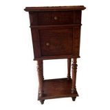 Solid wood stool with marble top