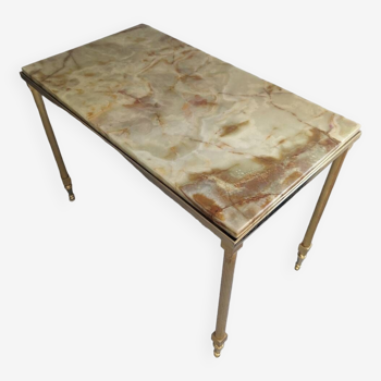 Marbled and brass coffee/side table