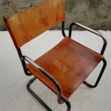 Fauteuil vintage en cuir et acier tubulaire, 1960