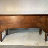 Large antique oak chest with turned legs