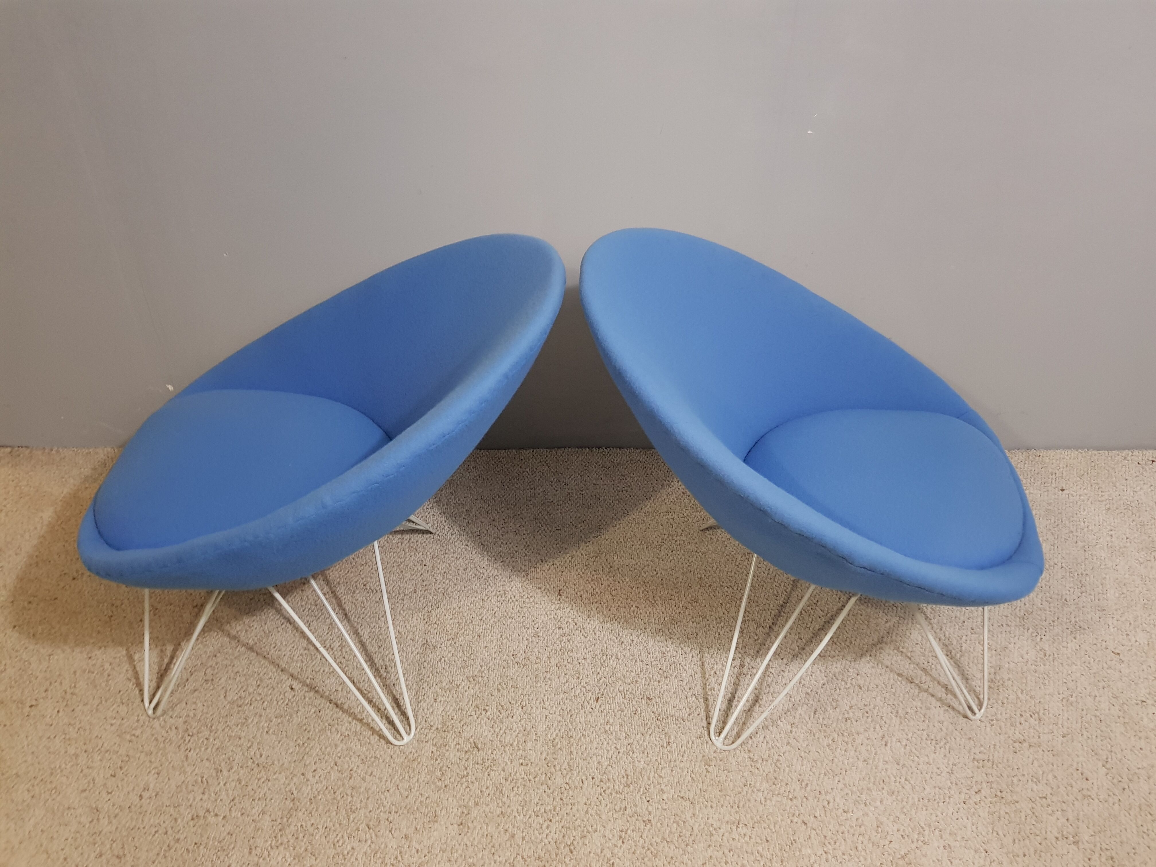 Pair of Italian blue low chairs 1950