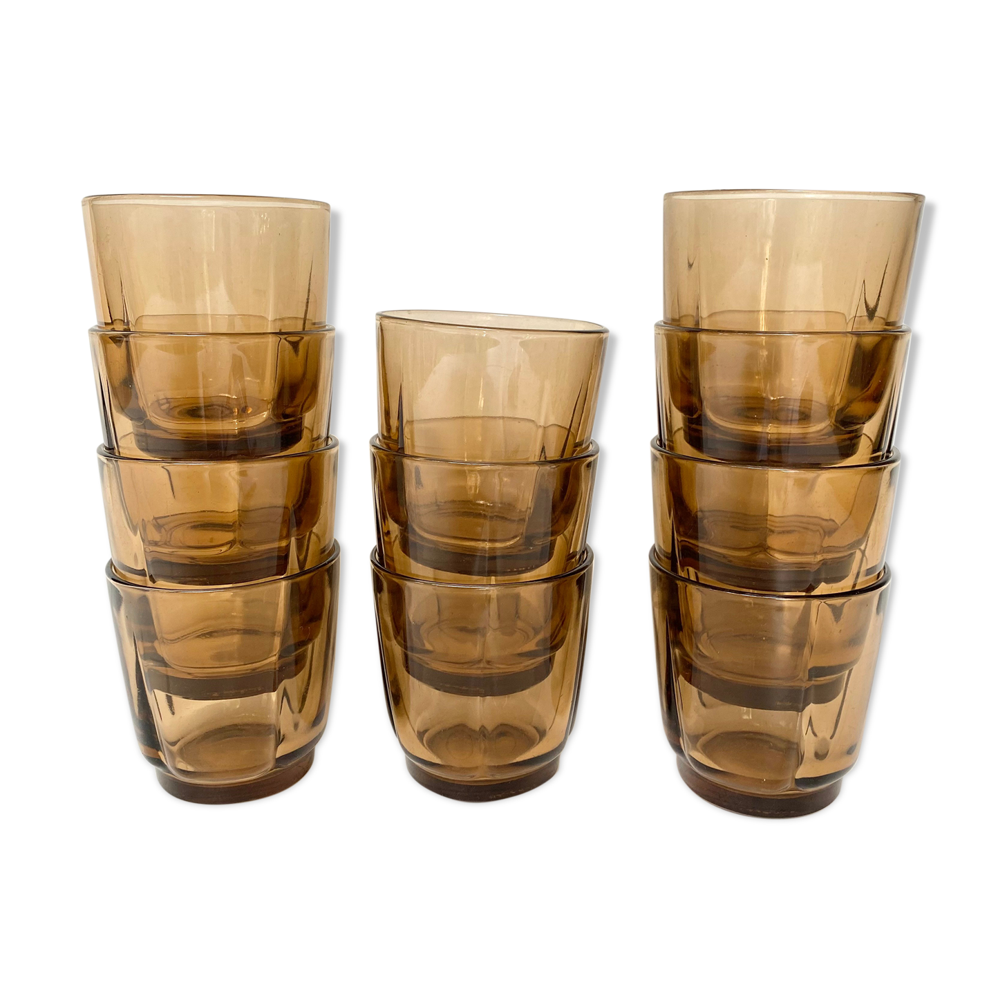 Vintage Duralex smoked water glasses