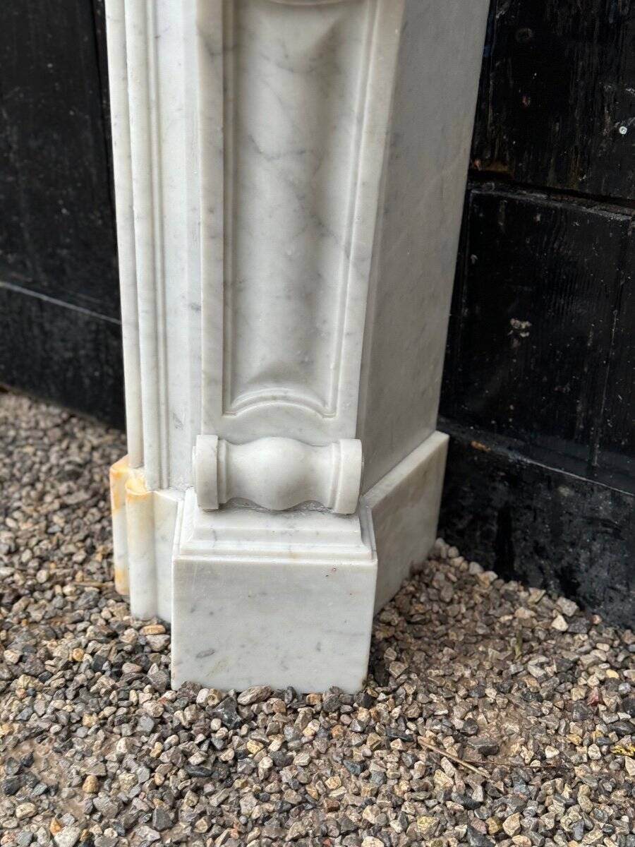 Regency style fireplace in white Carrara marble, circa 1880