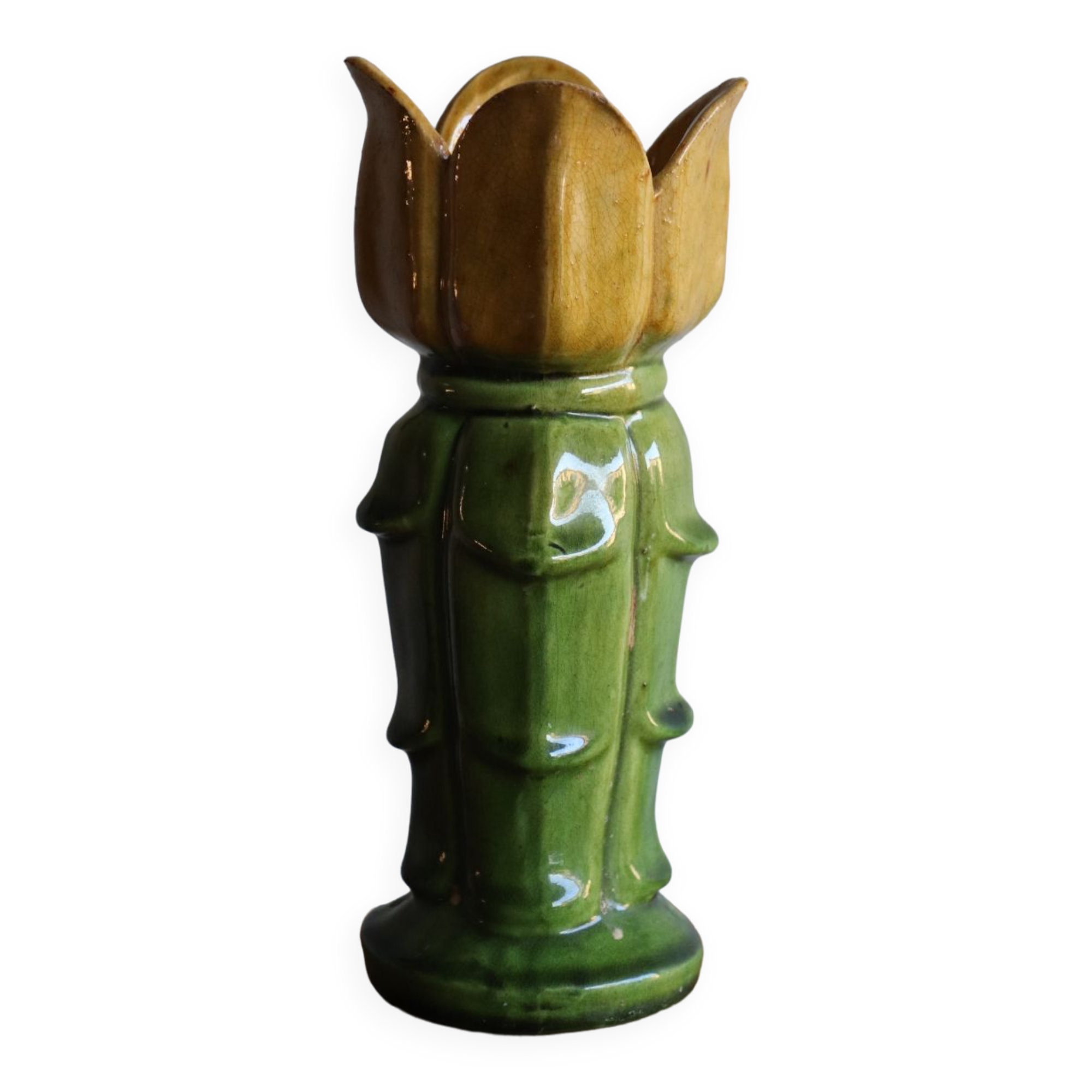 Vase ancien fleur en barbotine