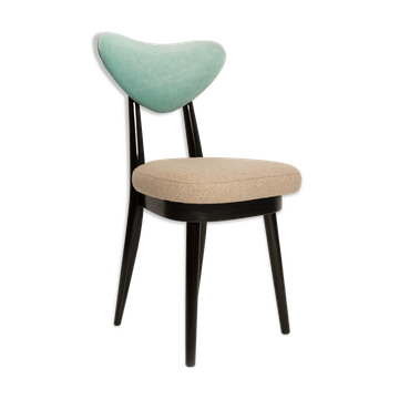 Beige and green mixed wool heart-shaped chair, mid-century, Europe, 1960s.