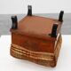 Art Deco walnut stool with original velvet upholstery, Italy 1920s