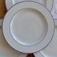 4 vintage porcelain dessert plates - Double blue borders - Bistro style
