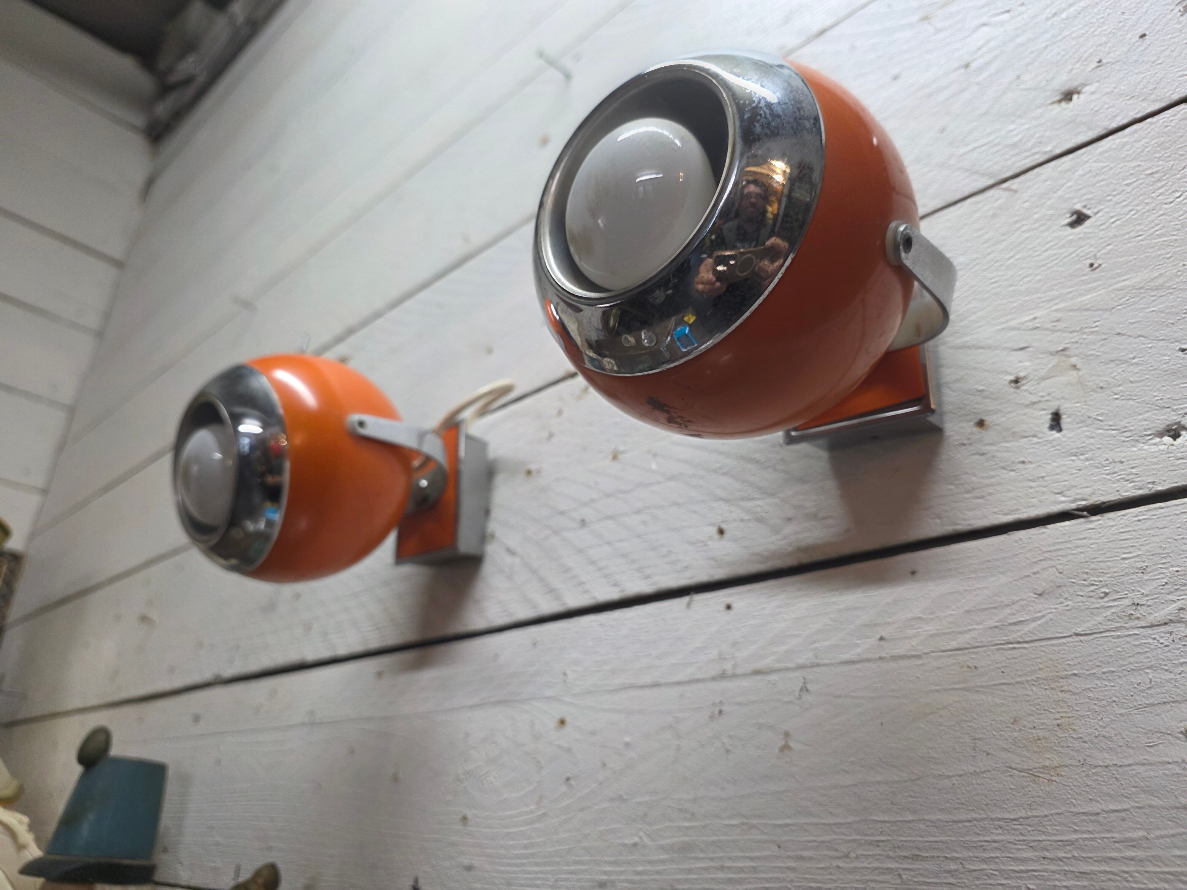 Pair of vintage 70s eyeball wall lights.