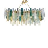 Large Italian Murano Glass “Listelli” Chandelier with Rectangular Strip