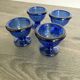 Coquetiers vintage en verre bleu cobalt, France