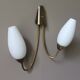 Paire d'appliques doubles vintage laiton & opaline