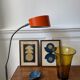 Orange workshop lamp with a clamp – 1970s