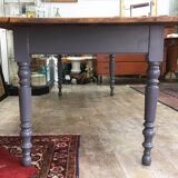 Large farm table 2m50 turned foot painted and waxed tray