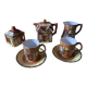 English Cottage tea set. 2 cups, milk jug, sugar bowl, teapot.