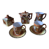 Service à thé Cottage Anglais . 2 tasses pot à lait sucrier théière