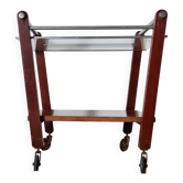 Petite desserte vintage en bois et métal | Chariot roulant rétro