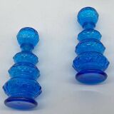 Duo de flacons / carafe verre bleue vintage , Empoli, Italy