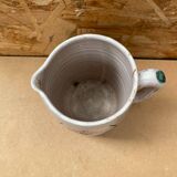 Antique vallauris ceramic pitcher with vintage blue thistle decor