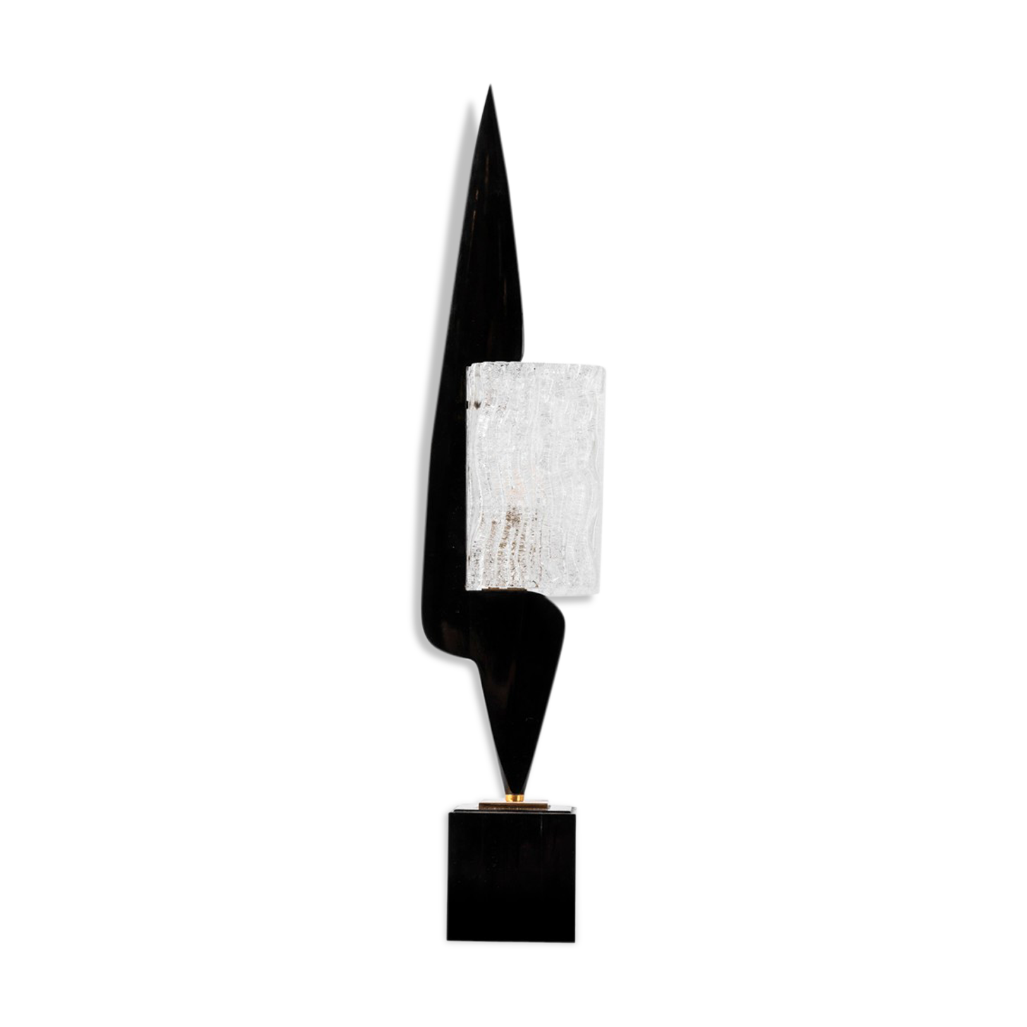 Black laqué wood lamp and glass, 1950s
