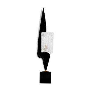 lampe en bois laqué noir et verre, années 1950